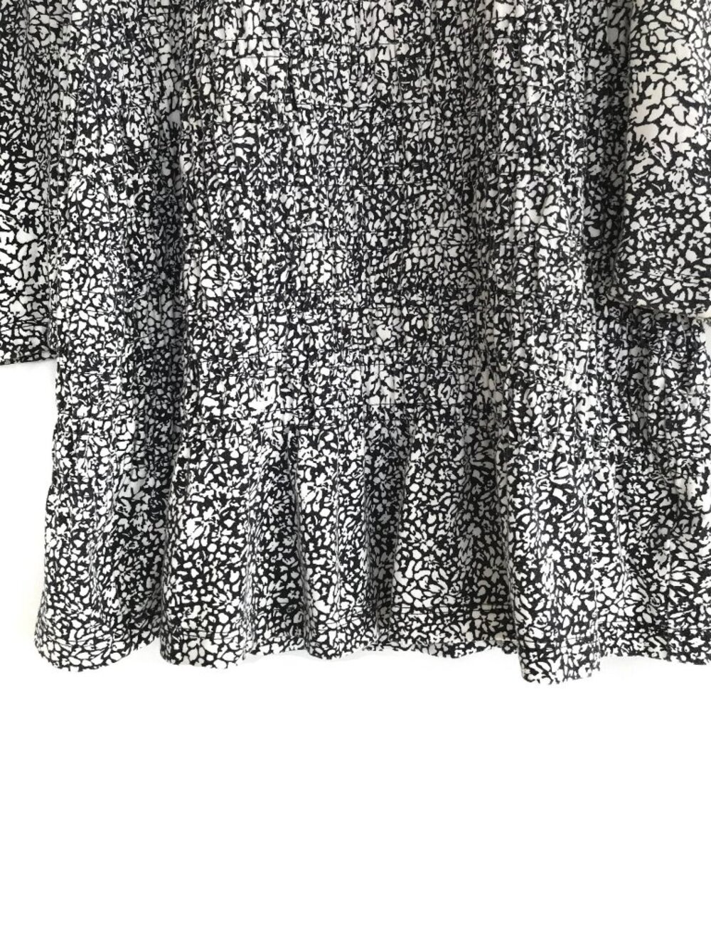Parker Brooklyn Small Black White Cotton Puff Long Sleeve Smocked Mini Dress - Picture 6 of 12